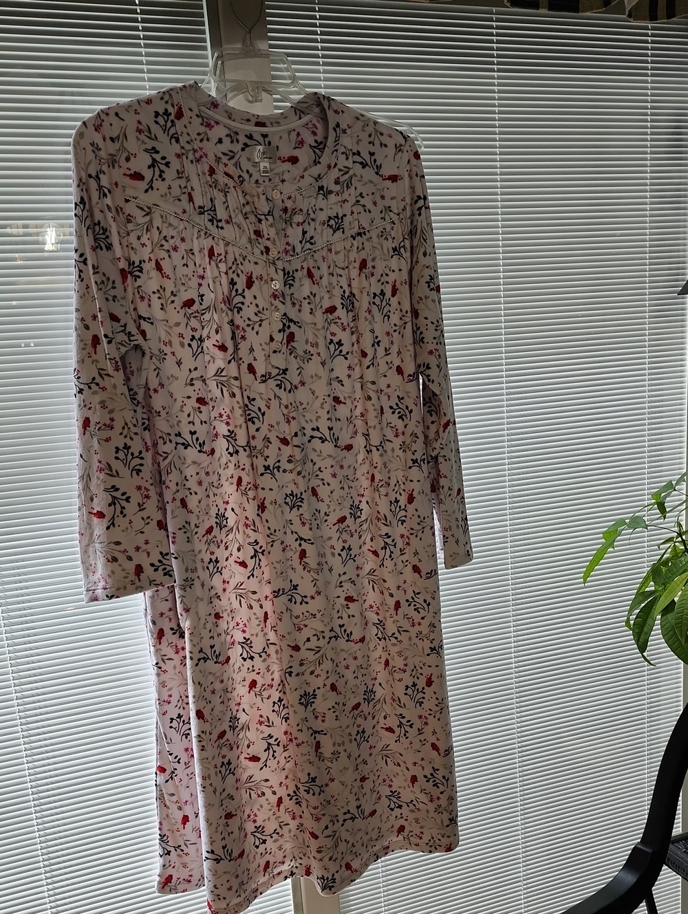 2x Aria White Nightdress with Pink  Floral And Red Cardinals Print